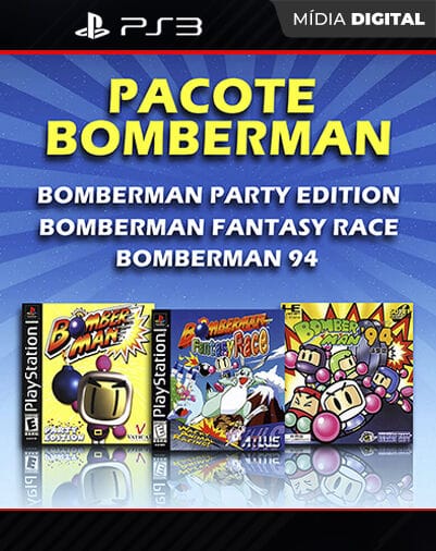 Bomberman '94 + Bomberman Party Edition + Bomberman Fantasy Race Playstation 3 Mídia Digital